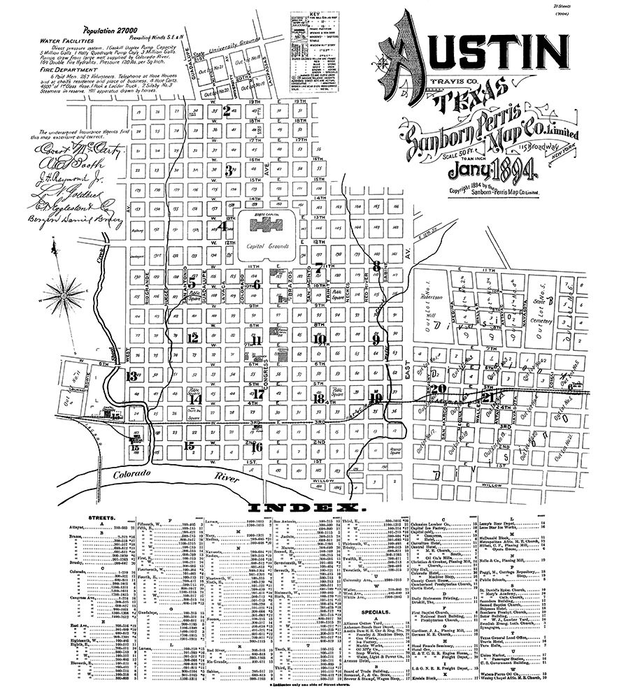 Austin Texas - Sanborn 1894 art print by Sanborn for $57.95 CAD