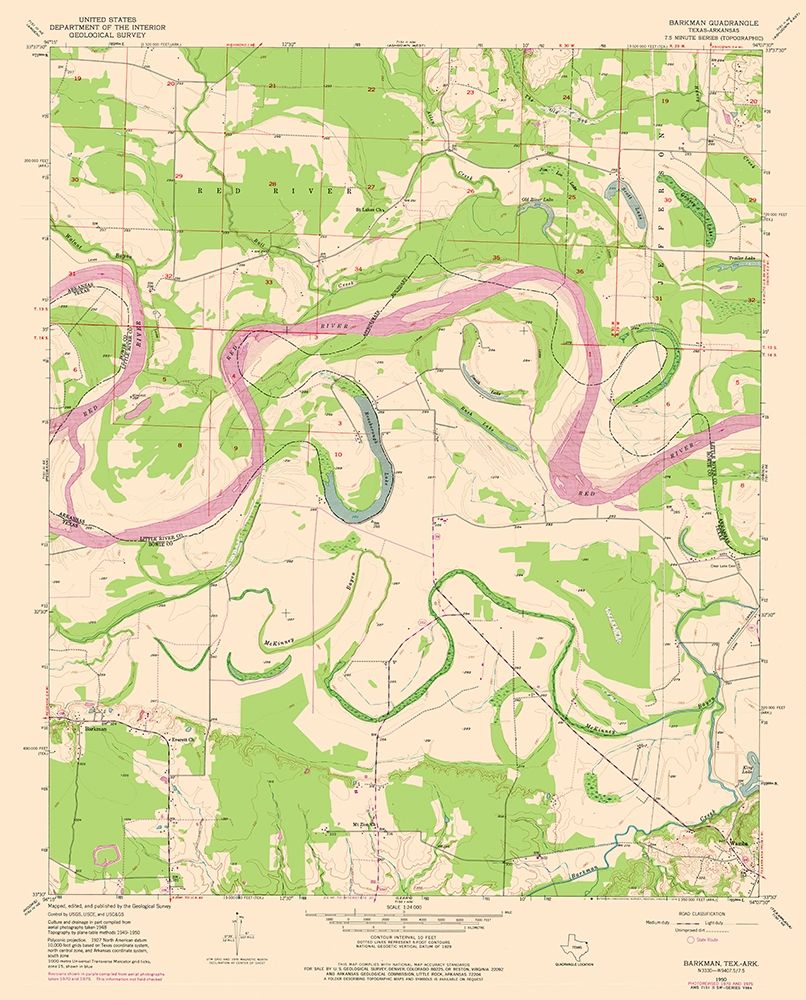 Barkman Texas Quad - USGS 1950 art print by USGS for $63.95 CAD
