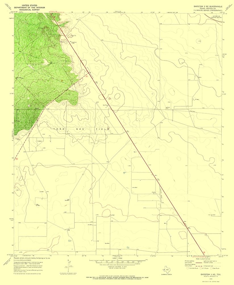 Barstow Texas Quad - USGS 1970 art print by USGS for $57.95 CAD