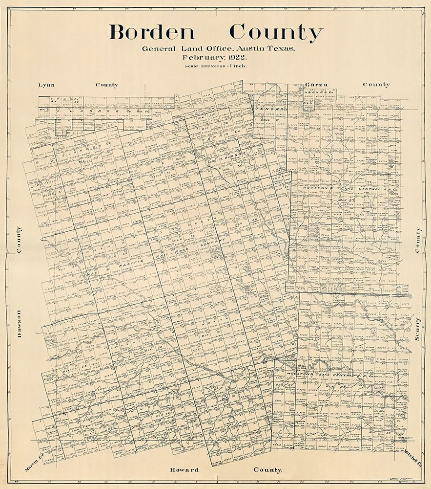 Borden County Texas - Hedick 1922  art print by Hedick for $57.95 CAD