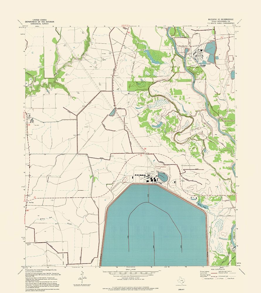 South East Blessing Texas Quad - USGS 1954 art print by USGS for $57.95 CAD