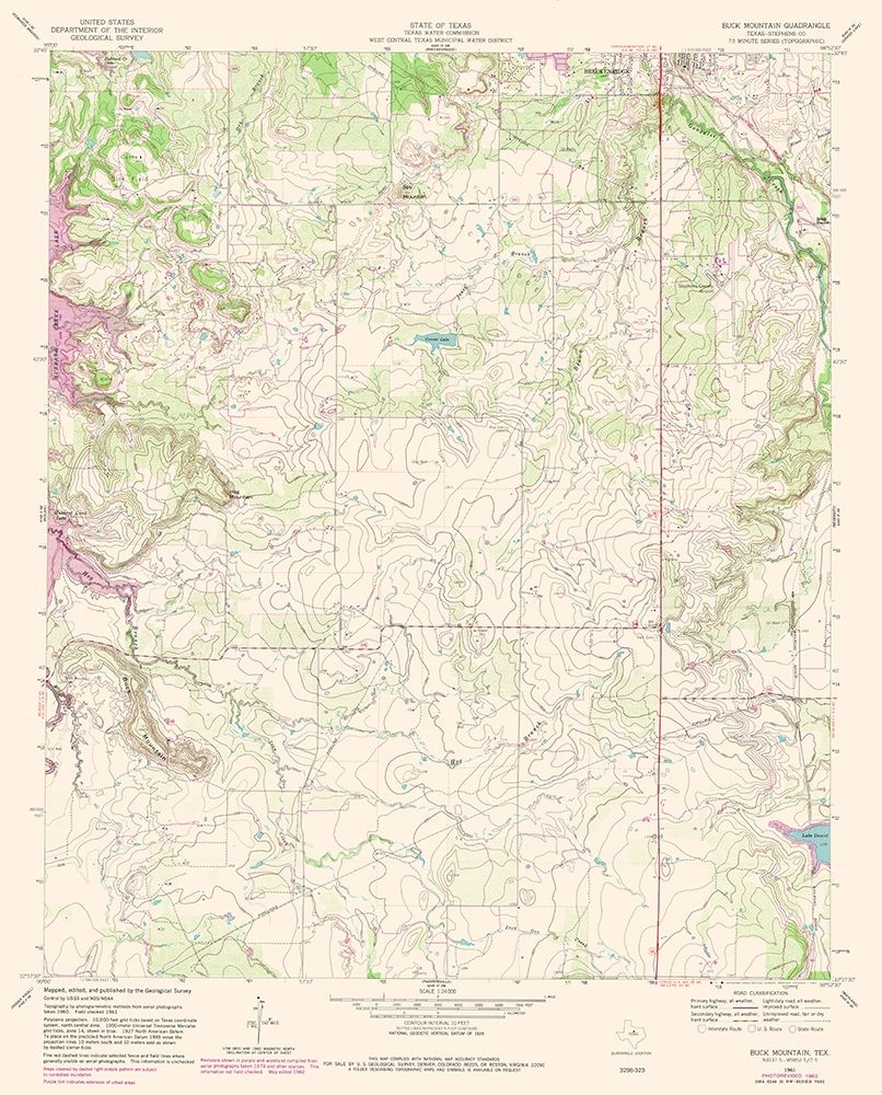 Buck Mountain Texas Quad - USGS 1961 art print by USGS for $57.95 CAD