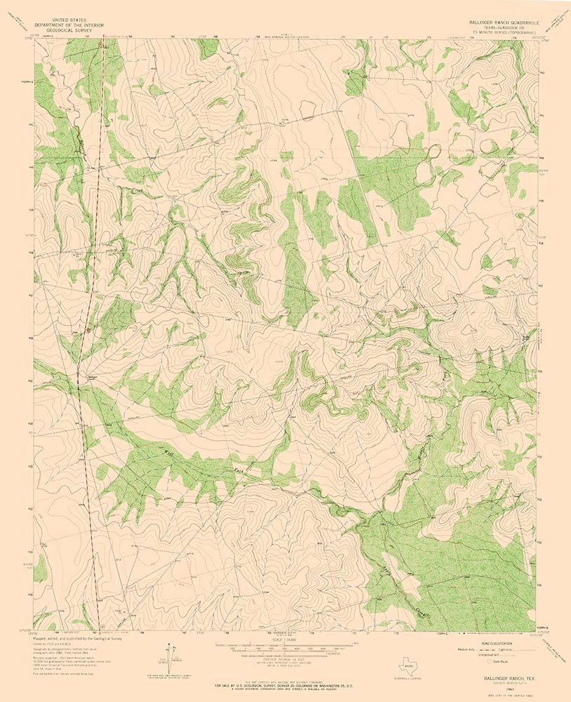 Ballinger Ranch Texas Quad - USGS 1963 art print by USGS for $57.95 CAD