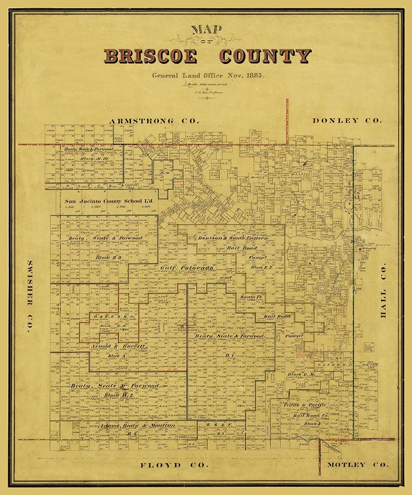 Briscoe County Texas - Blau 1885 art print by Blau for $57.95 CAD