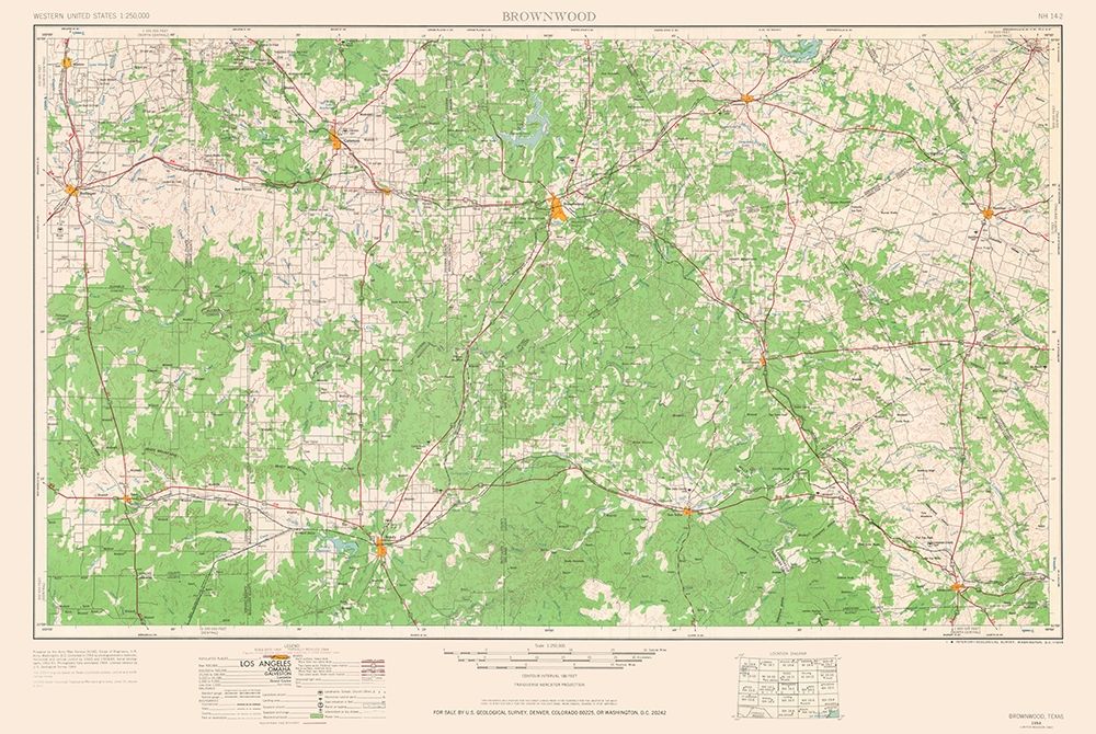 Brownwood Texas Quad - USGS 1964 art print by USGS for $57.95 CAD