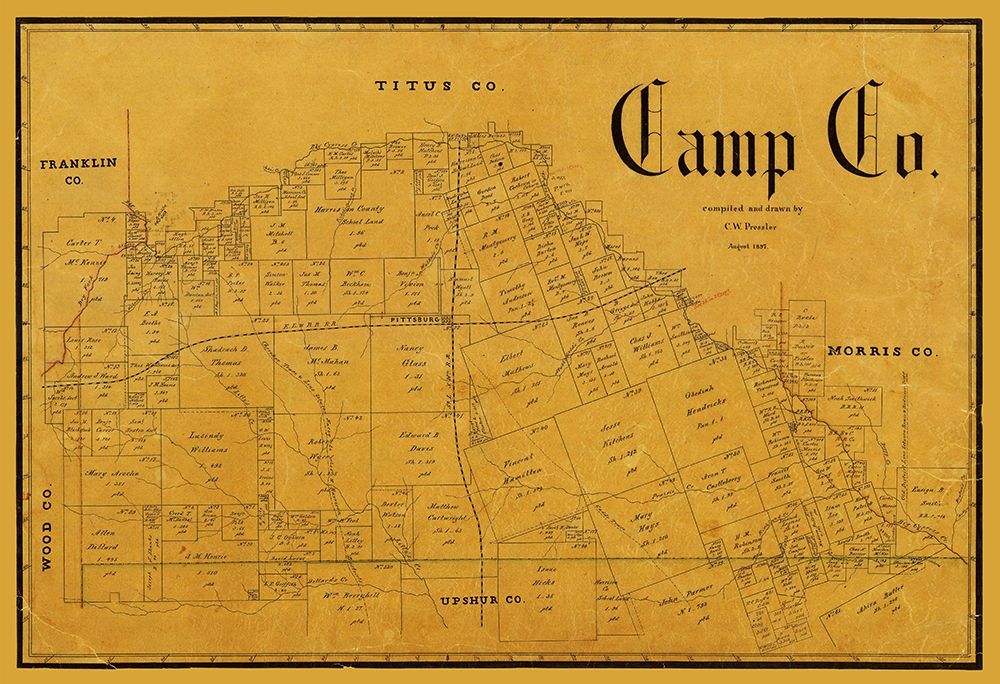 Camp County Texas - Pressler 1897 art print by Pressler for $57.95 CAD