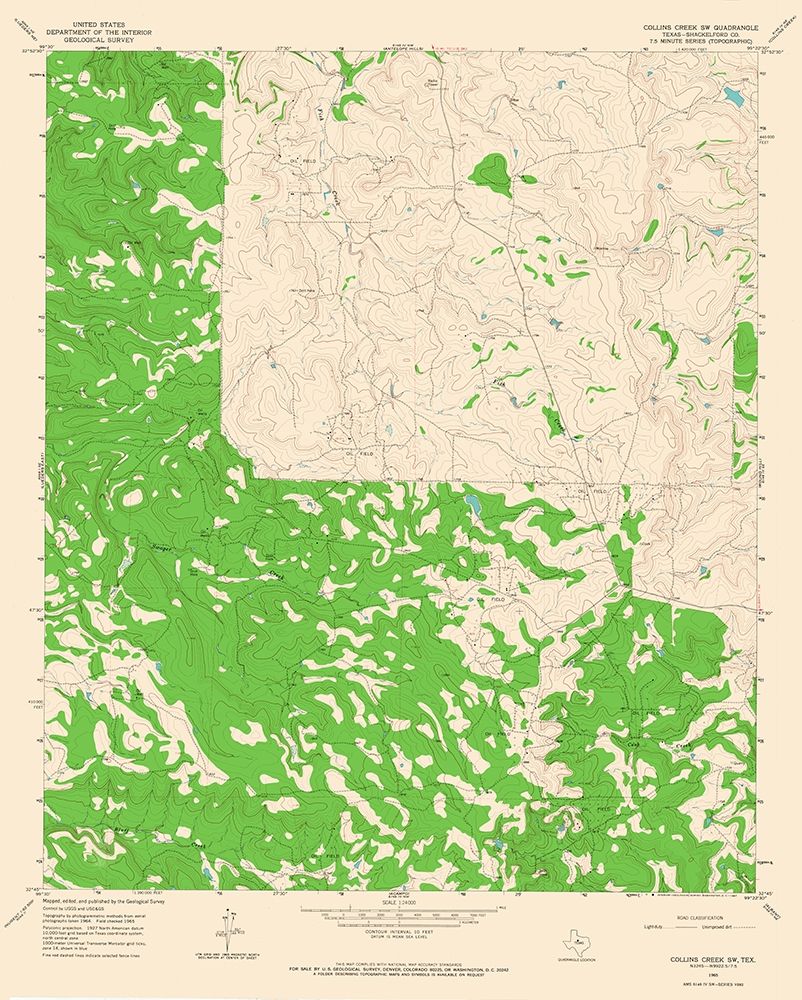 Collins Creek SW Texas Quad - USGS 1965 art print by USGS for $57.95 CAD