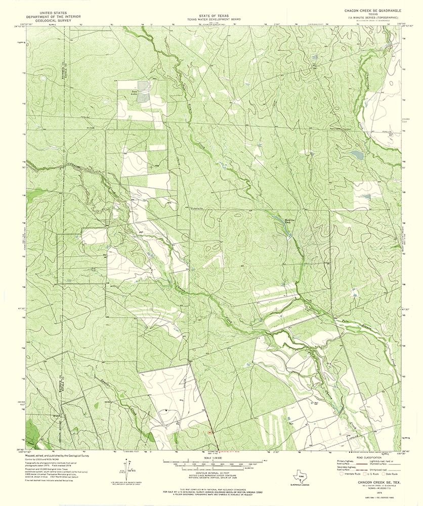 Chacon Creek SE Texas Quad - USGS 1974 art print by USGS for $57.95 CAD