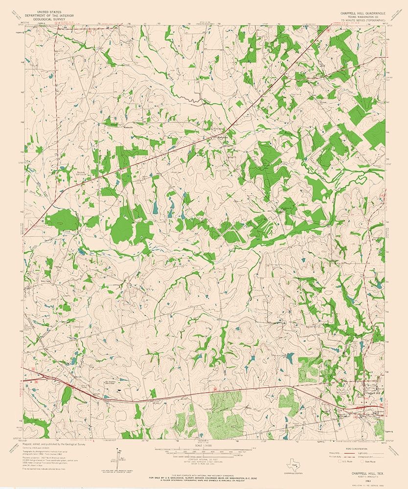 Chappell Hill Texas Quad - USGS 1963 art print by USGS for $63.95 CAD