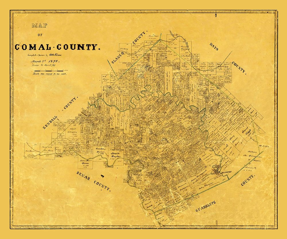 Comal County Texas - Groos 1874 art print by Groos for $57.95 CAD