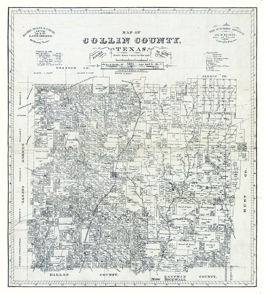 Collin County Texas - Gast 1881  art print by Gast for $57.95 CAD