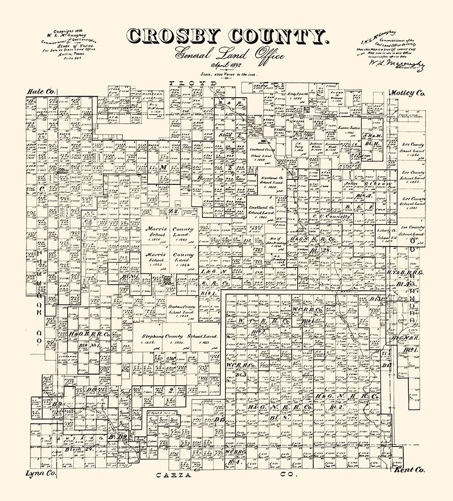 Crosby County Texas - McGaughey 1892 art print by McGaughey for $57.95 CAD