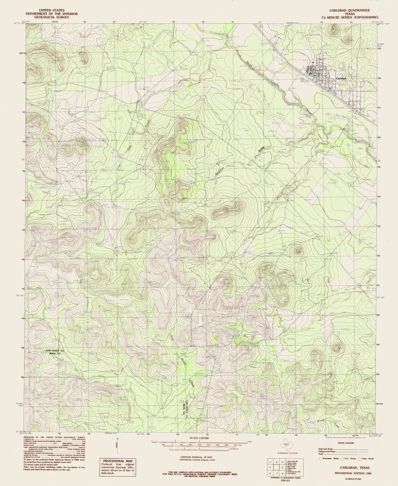 Carlsbad Texas Quad - USGS 1984 art print by USGS for $57.95 CAD