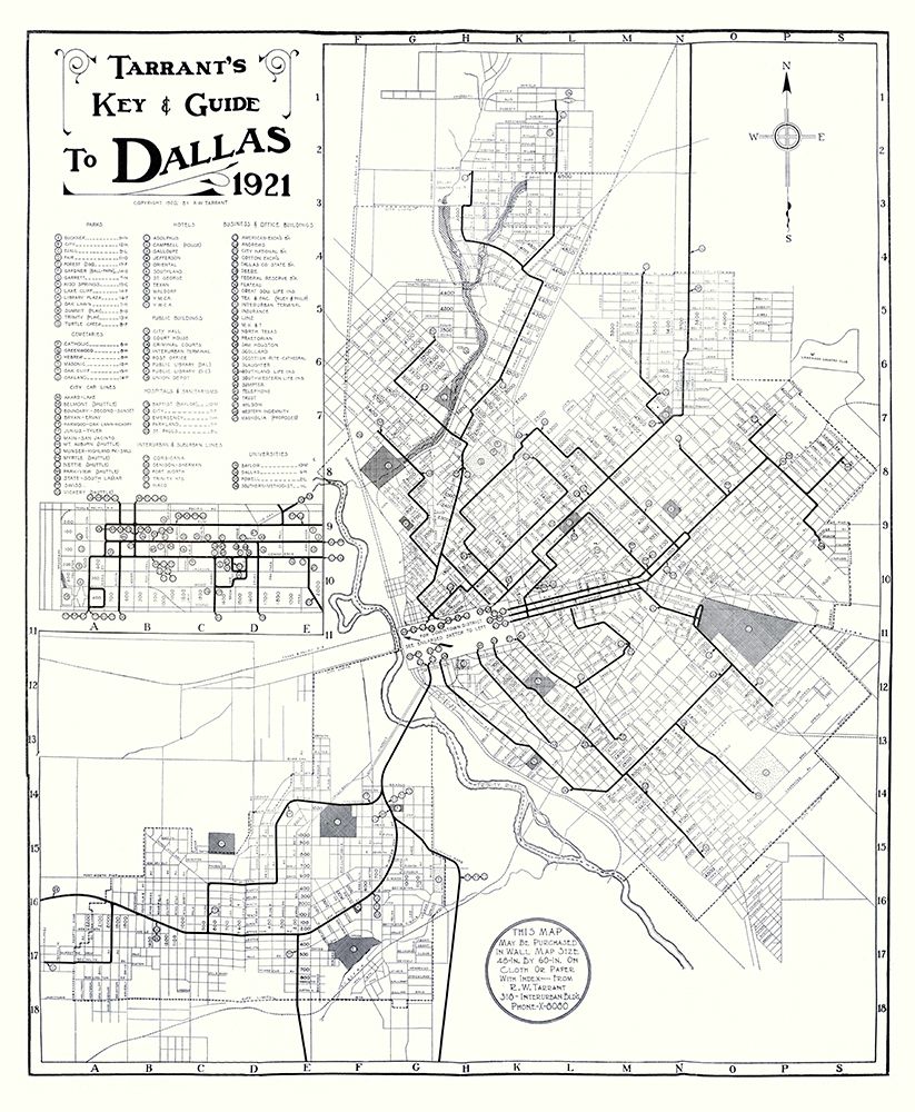 Dallas Texas Key and Guide - Tarrant 1921 art print by Tarrant for $57.95 CAD