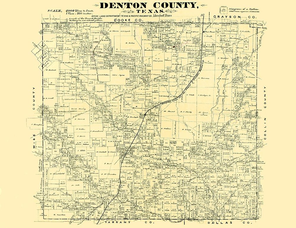 Denton Texas - Land Office 1878 art print by Land Office for $57.95 CAD