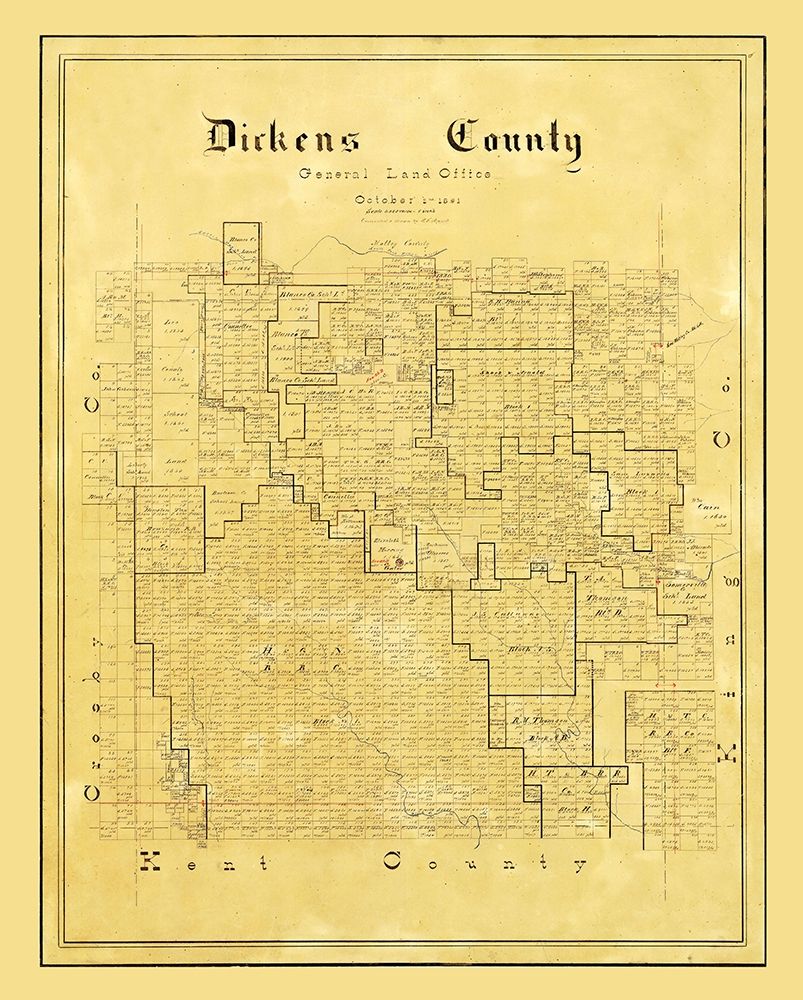 Dickens County Texas - Arlitt 1891 art print by Arlitt for $57.95 CAD