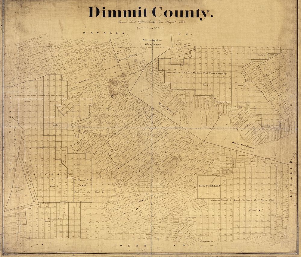 Dimmit County Texas - Beaumont 1894  art print by Beaumont for $57.95 CAD