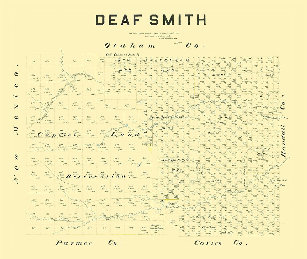 Deaf Smith County Texas - Hamilton 1887 art print by Hamilton for $57.95 CAD
