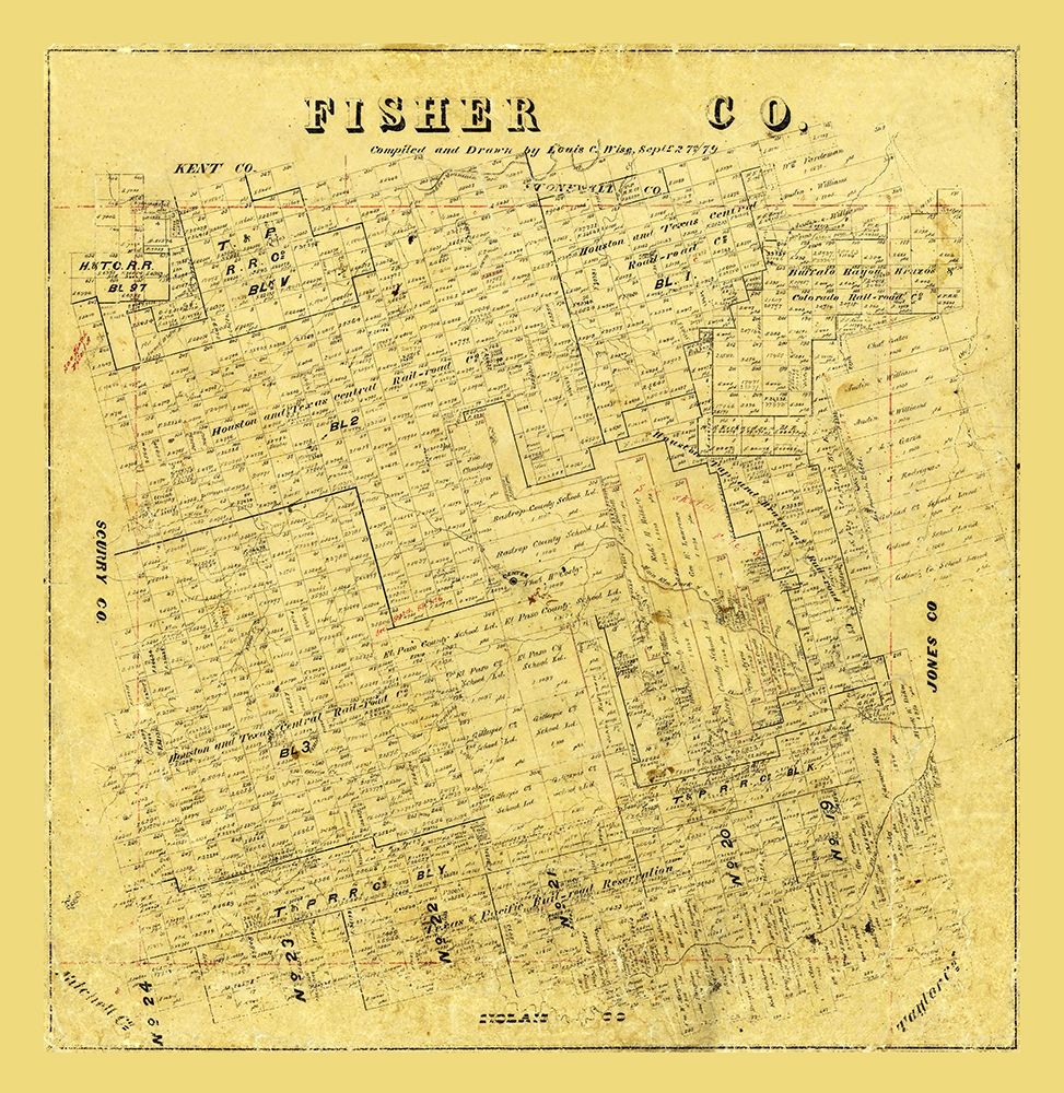 Fisher County Texas - Wise 1879 art print by Wise for $57.95 CAD