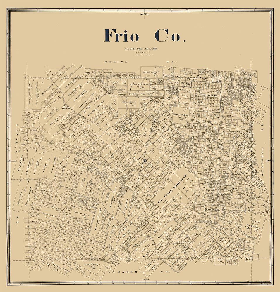 Frio County Texas - Beaumont 1893  art print by Beaumont for $57.95 CAD