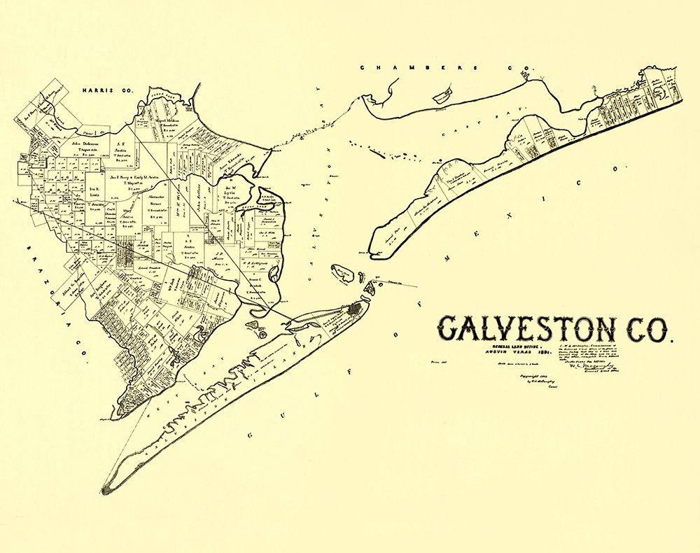 Galveston Texas Landowner - Land Office 1892 art print by Land Office for $57.95 CAD