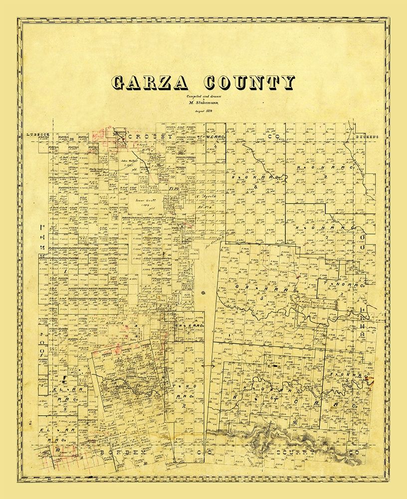 Garza County Texas - Stakemann 1879 art print by Stakemann for $57.95 CAD