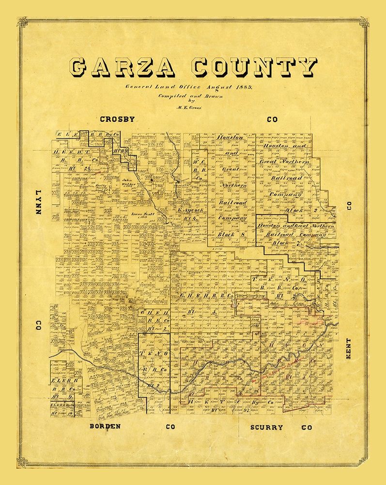 Garza County Texas - Groos 1889 art print by Groos for $57.95 CAD