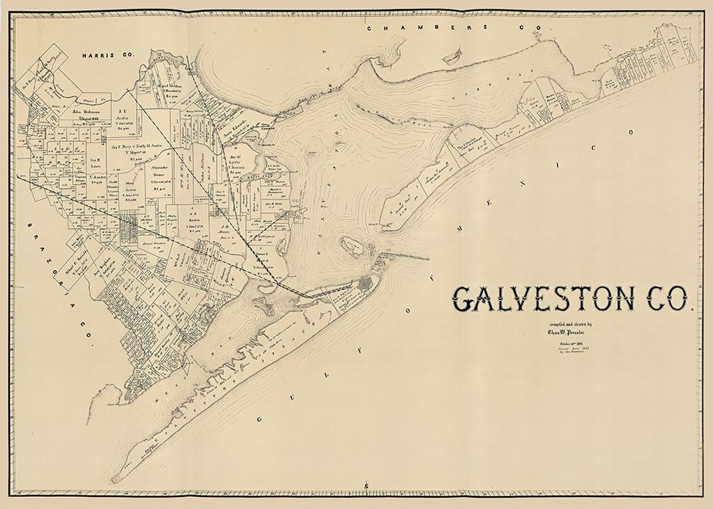 Galveston County Texas - Pressler 1891  art print by Pressler for $57.95 CAD