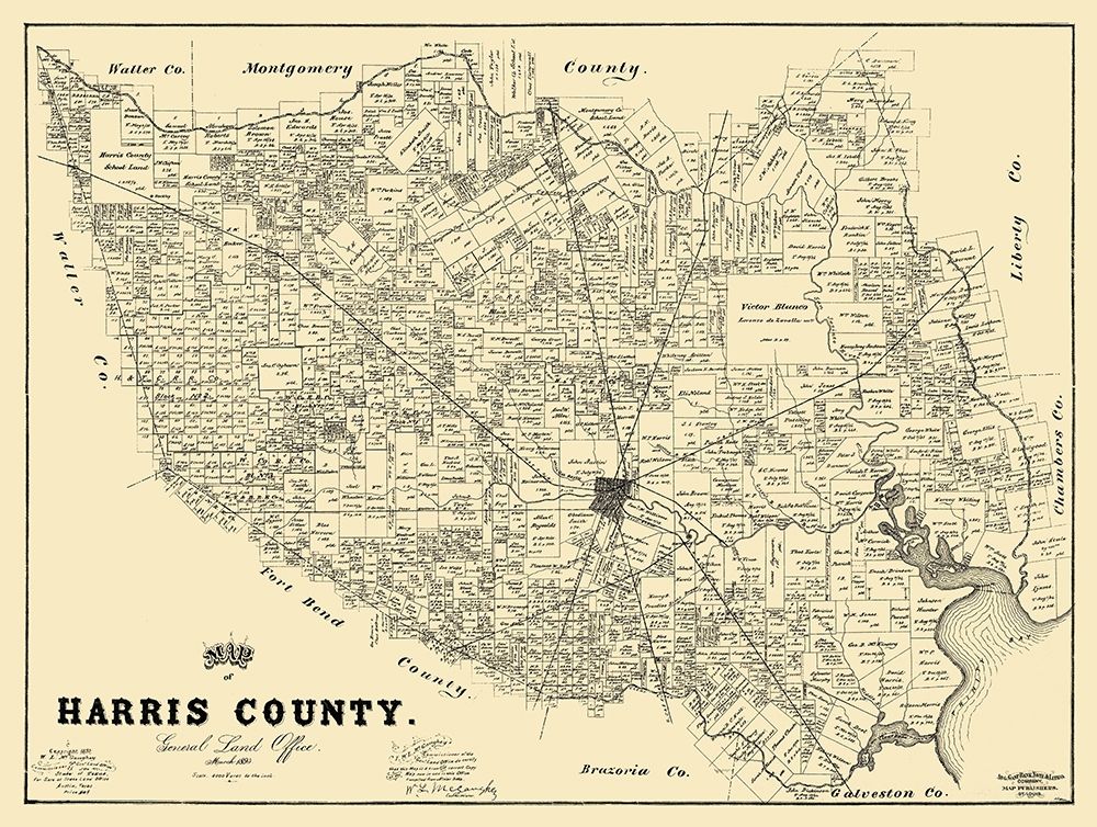 Harris Texas Landowner - Land Office 1893 art print by Land Office for $57.95 CAD