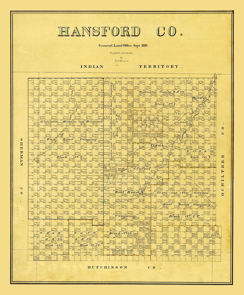 Hansford County Texas - Beaumont 1889 art print by Beaumont for $57.95 CAD