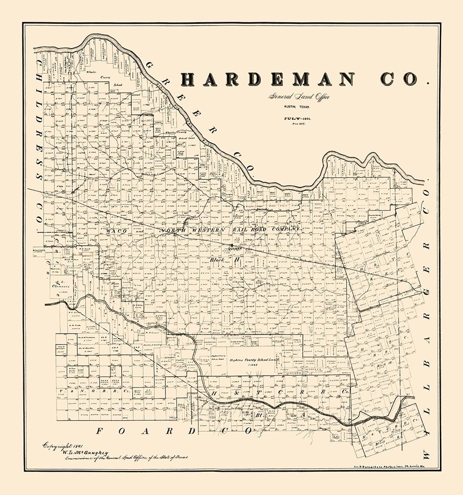Hardeman County Texas - McGaughey 1891 art print by McGaughey for $57.95 CAD