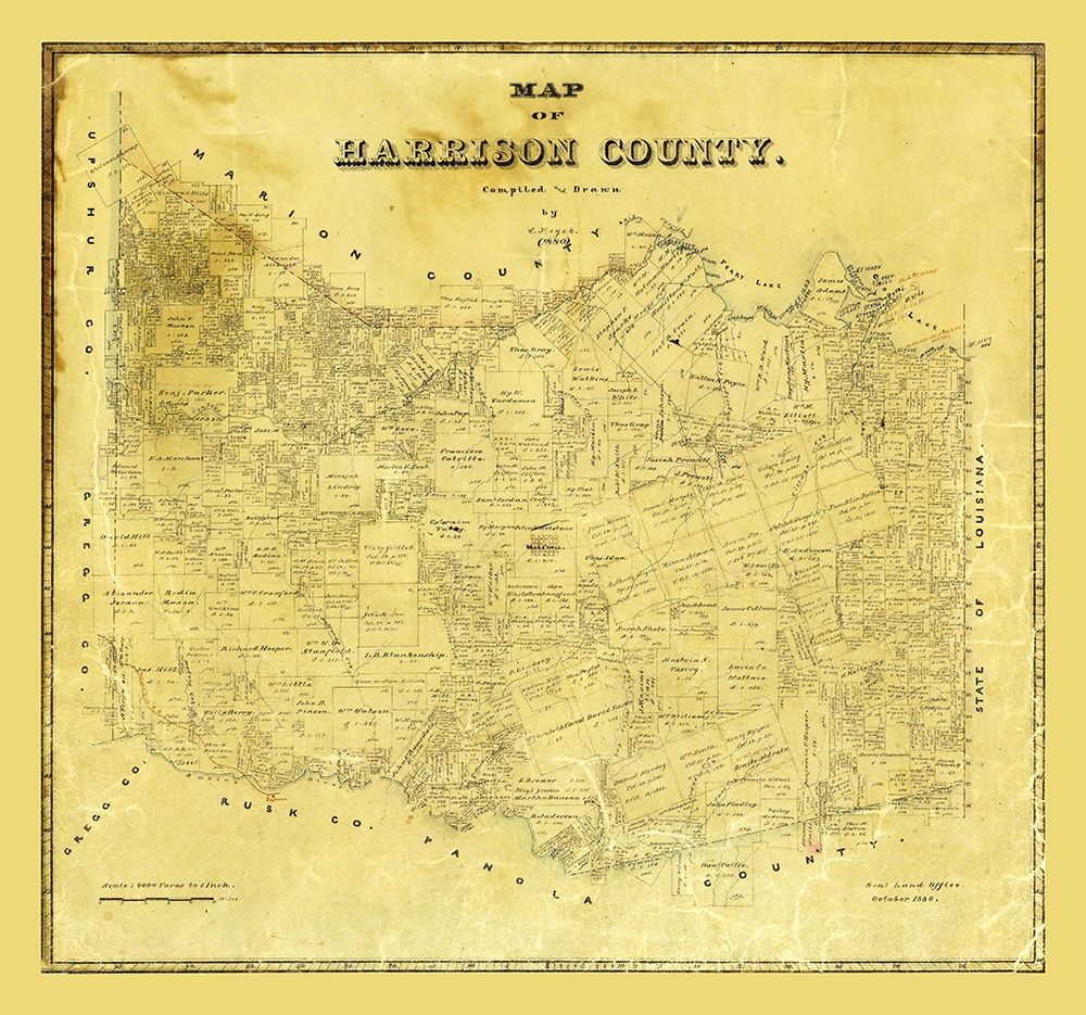 Harrison County Texas - Meyer 1880 art print by Meyer for $57.95 CAD