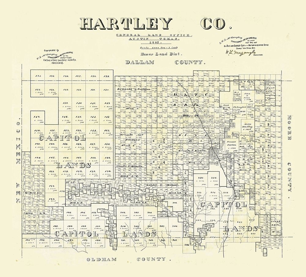 Hartley County Texas - McGaughey 1892 art print by McGaughey for $57.95 CAD