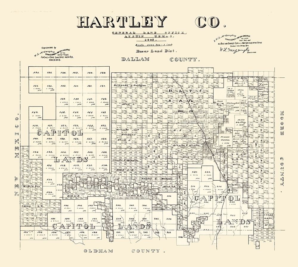 Hartley County Texas - McGaughey 1882 art print by McGaughey for $57.95 CAD