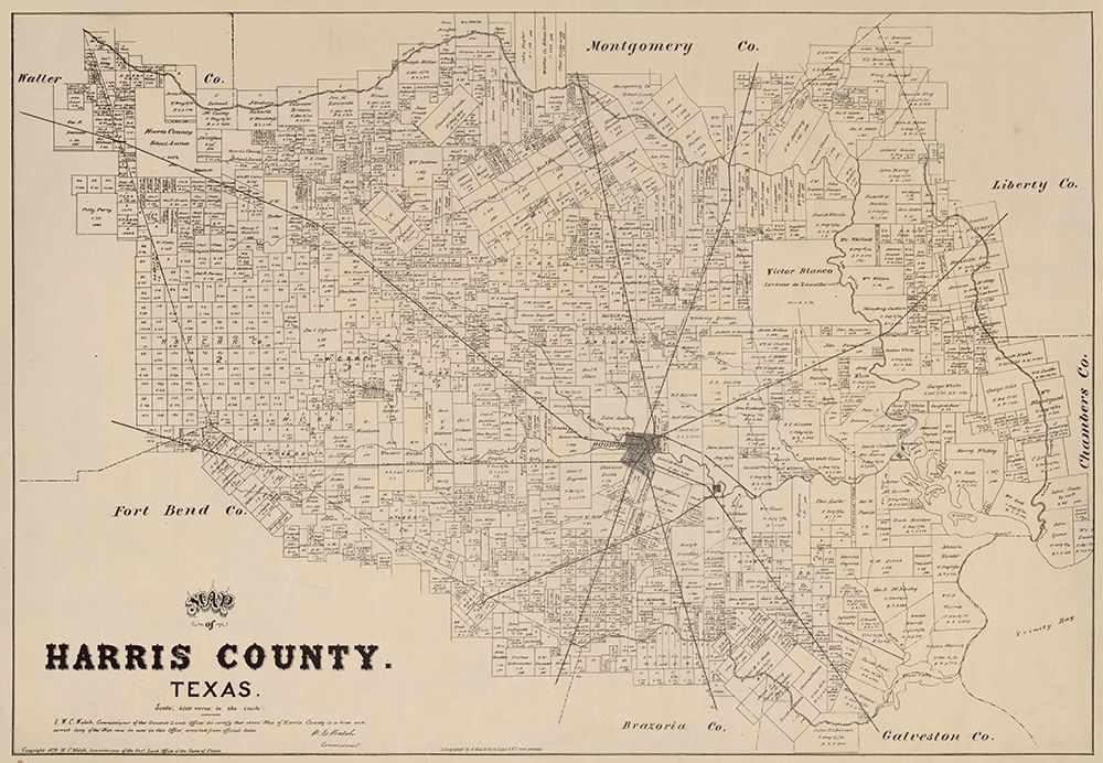 Harris County Texas - Walsh 1879  art print by Walsh for $57.95 CAD
