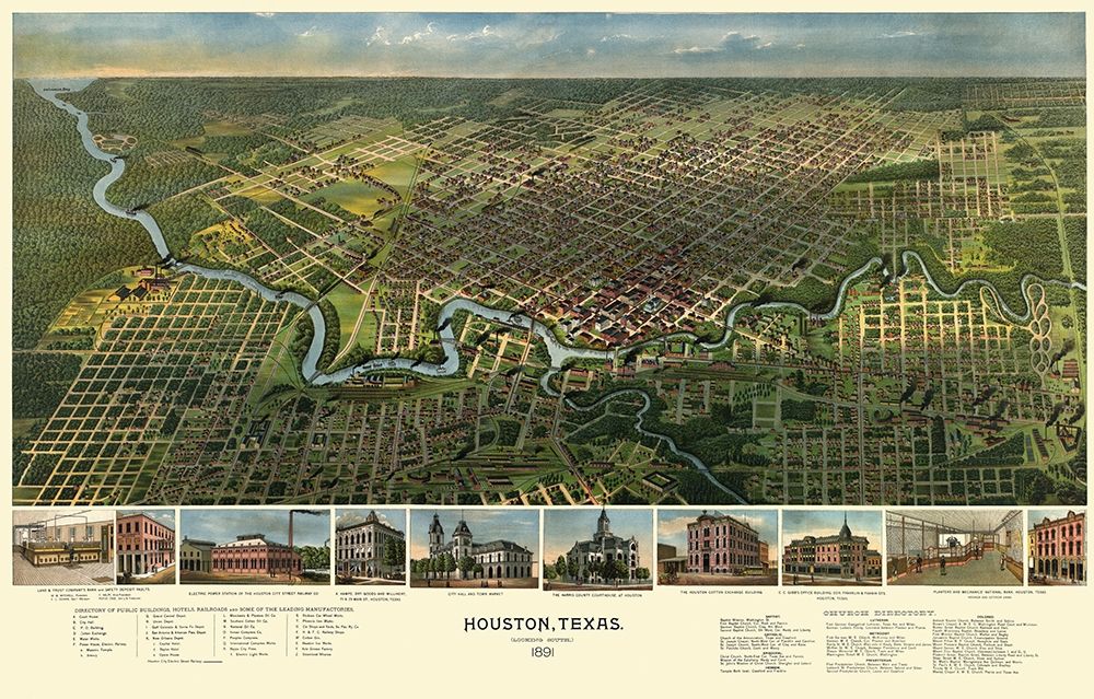 Houston Texas - Westyard 1891 art print by Westyard for $57.95 CAD