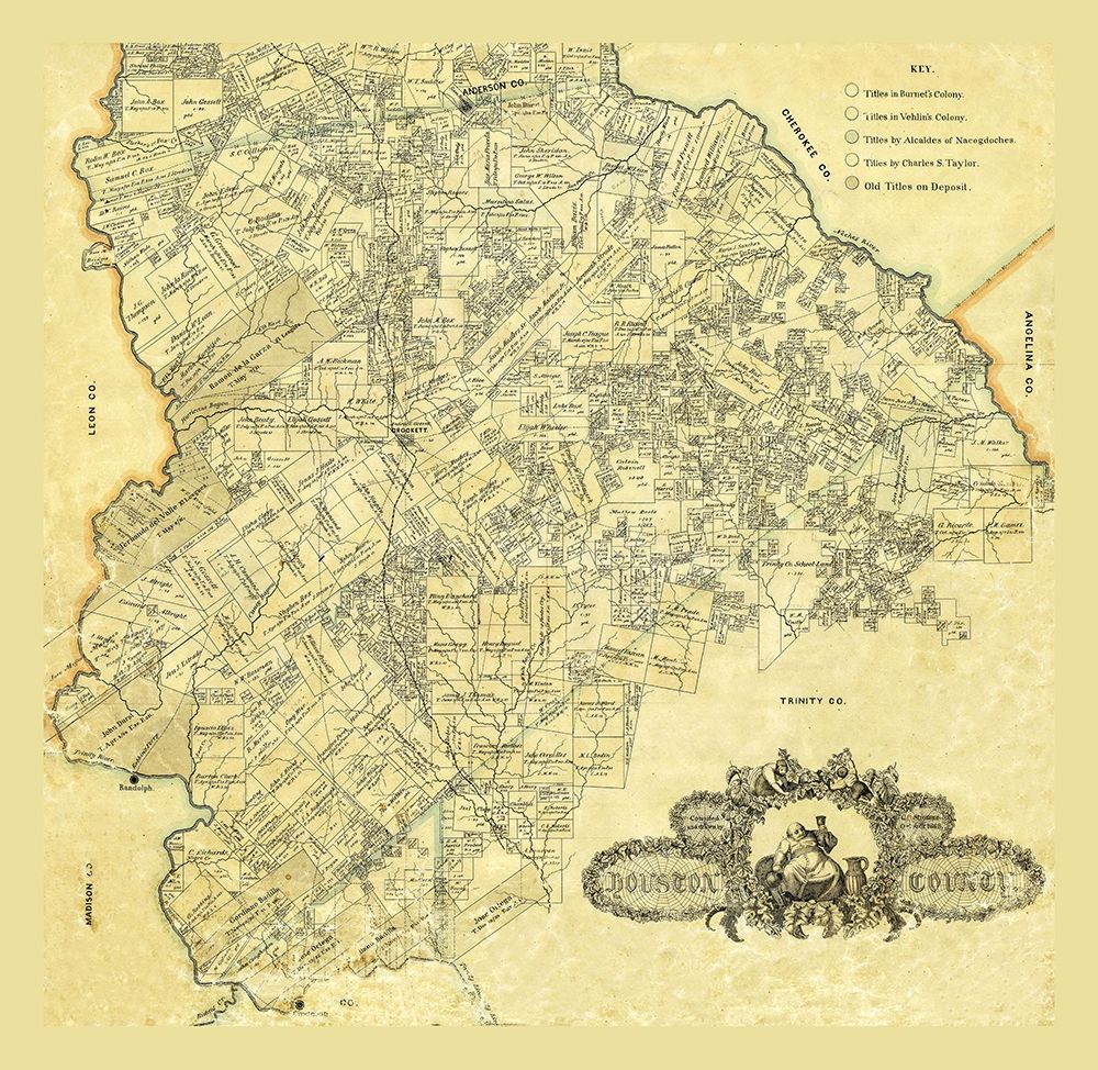 Houston County Texas - 1868 art print by Unknown for $57.95 CAD