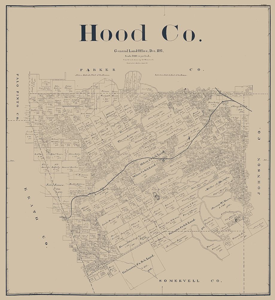 Hood County Texas - Beaumont 1893  art print by Beaumont for $57.95 CAD