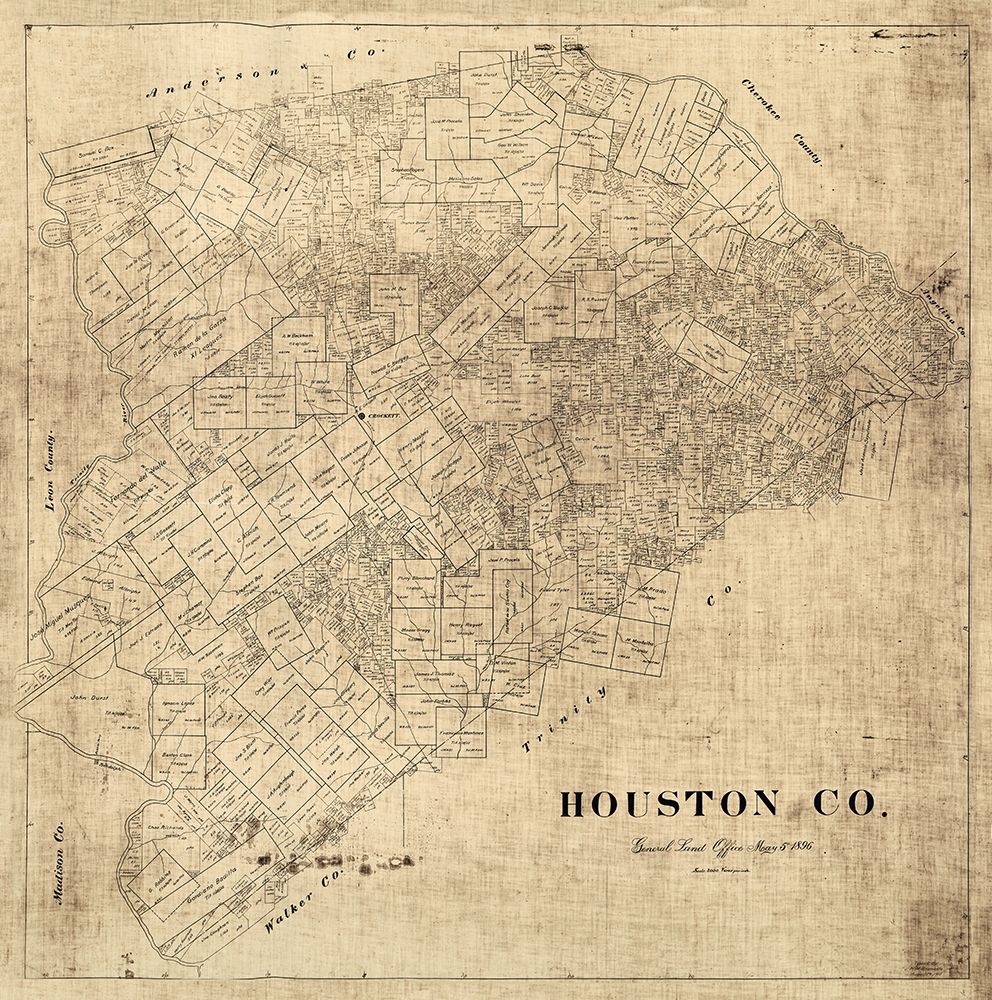 Houston County Texas -1896 art print by Unknown for $57.95 CAD