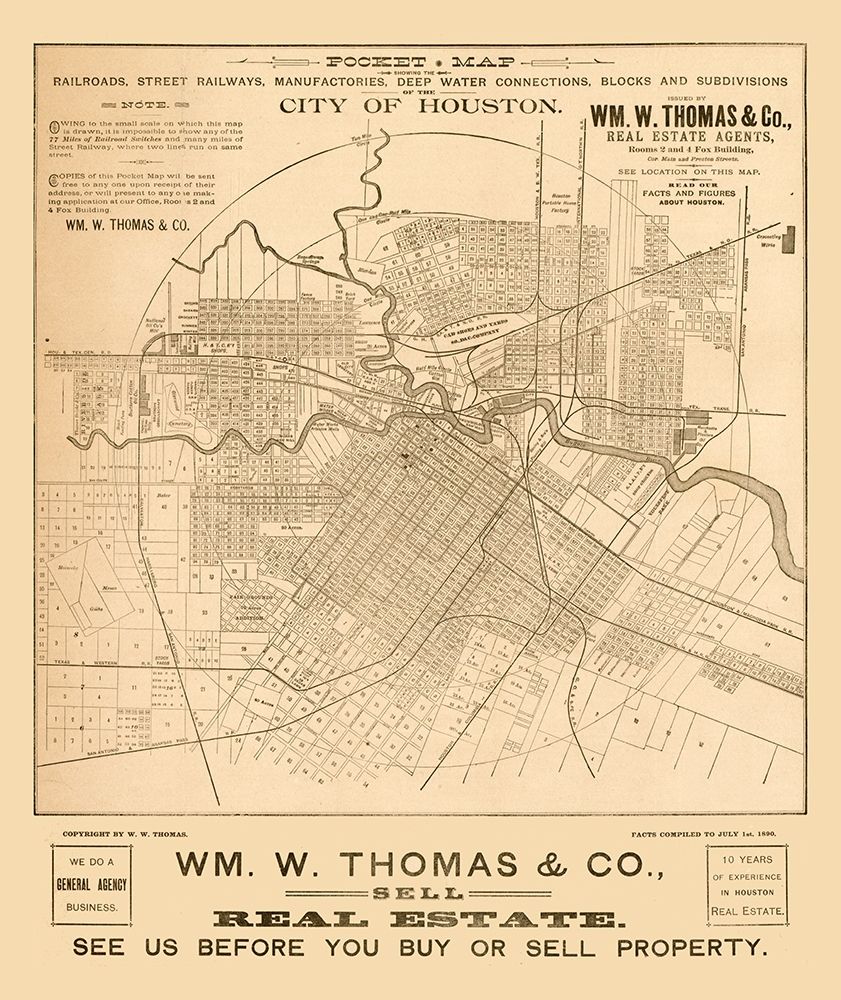 Houston Texas - Thomas 1890  art print by Thomas for $57.95 CAD