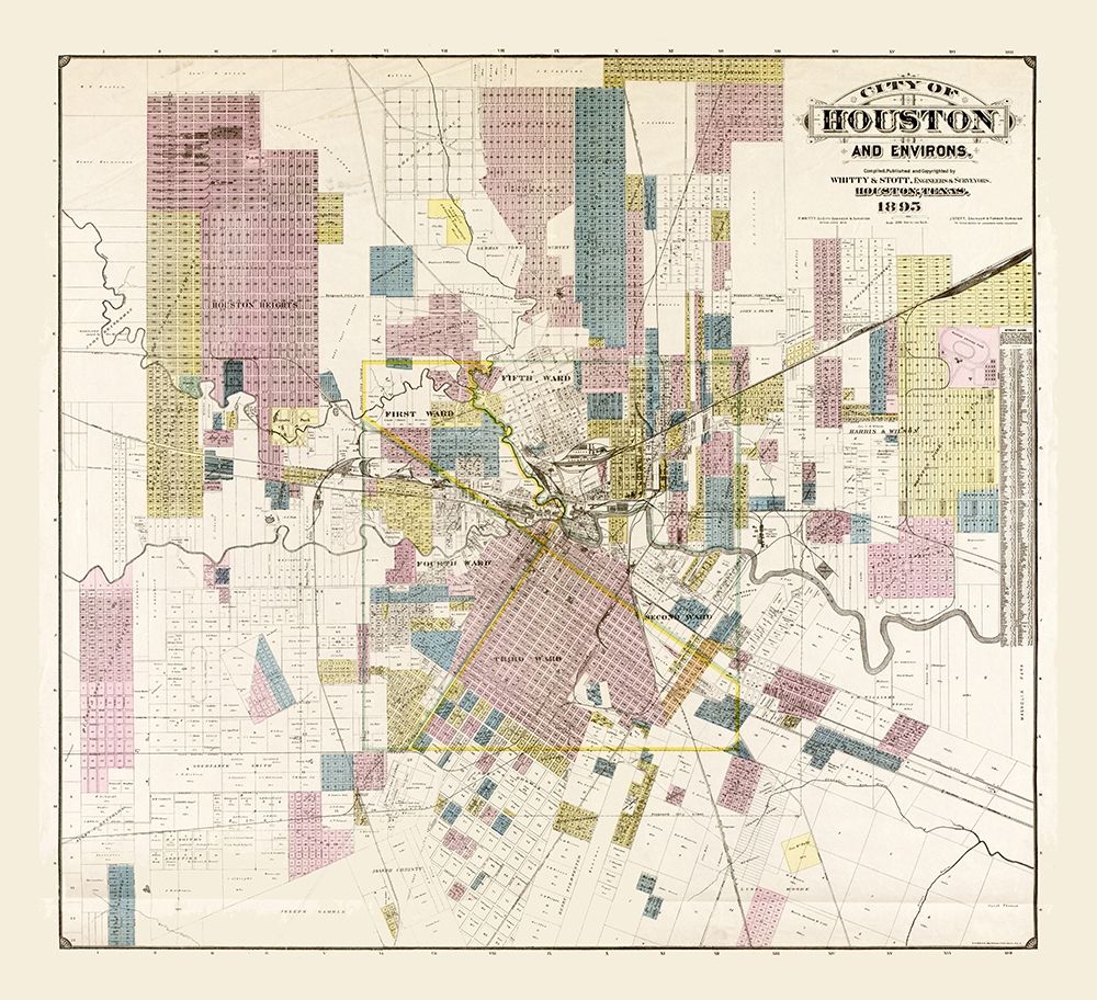 Houston Texas - Whitty 1895  art print by Whitty for $57.95 CAD