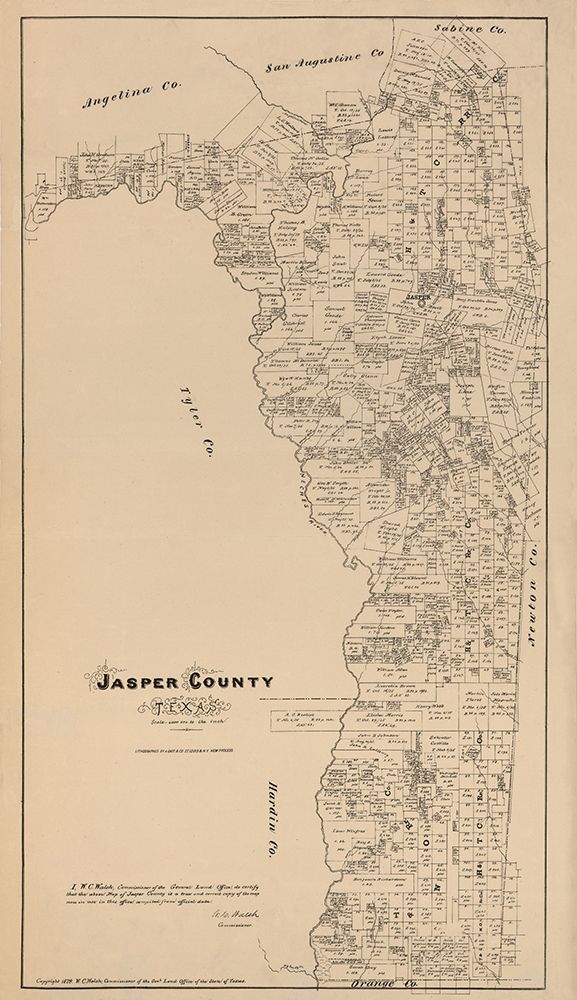 Jasper County Texas - Walsh 1879 art print by Walsh for $57.95 CAD