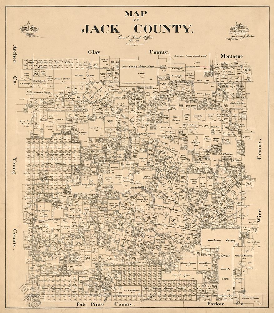 Jack County Texas - Baker 1896  art print by Baker for $57.95 CAD