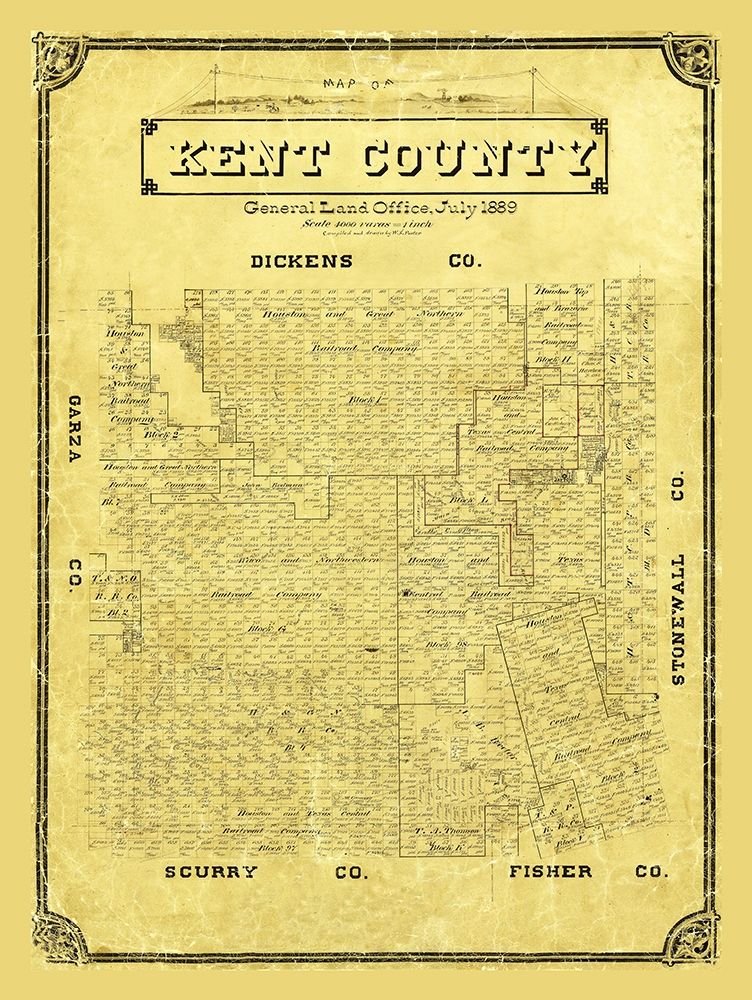 Kent County Texas - Porter 1889  art print by Porter for $57.95 CAD