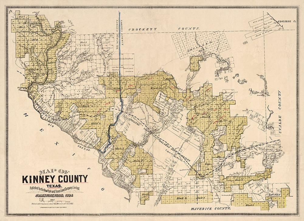 Kinney County Texas - Gast 1884  art print by Gast for $57.95 CAD