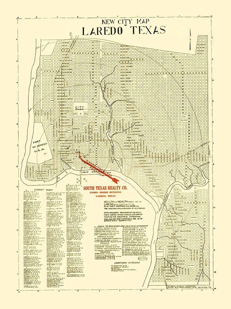 Laredo Texas - Alamo Blue Print 1930 art print by Alamo Blue Print for $57.95 CAD