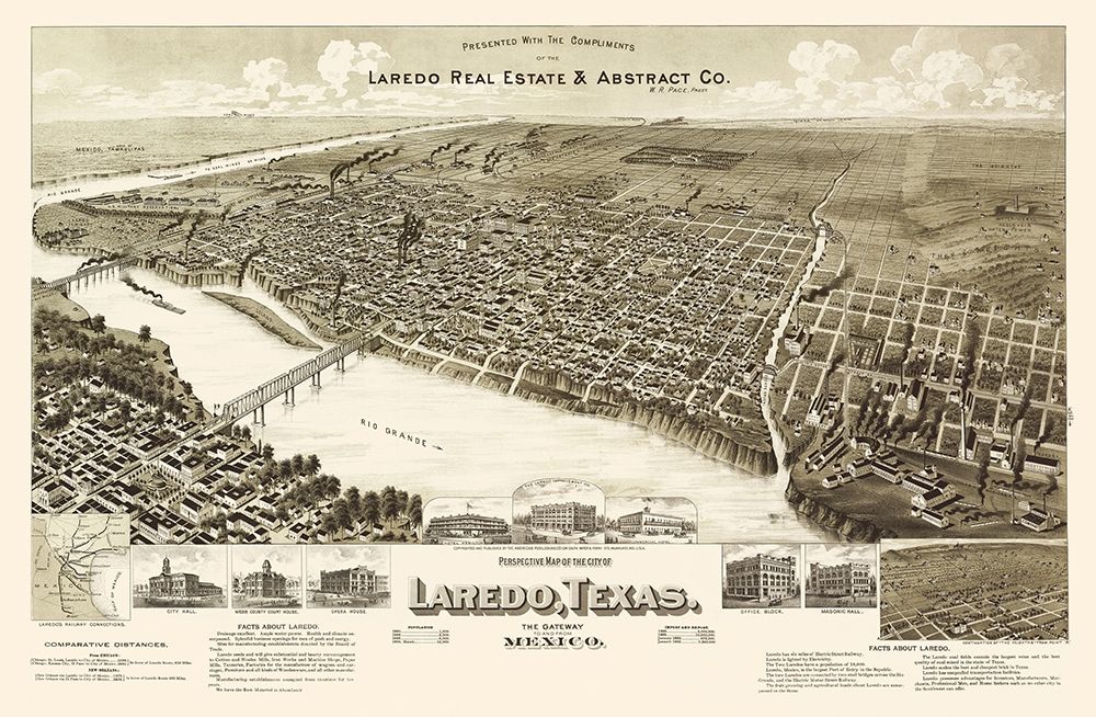 Laredo Texas - American Pub Co 1892 art print by American Pub Co for $57.95 CAD