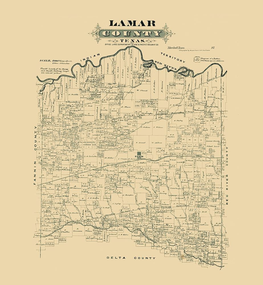 Lamar County Texas -1870 art print by Unknown for $57.95 CAD