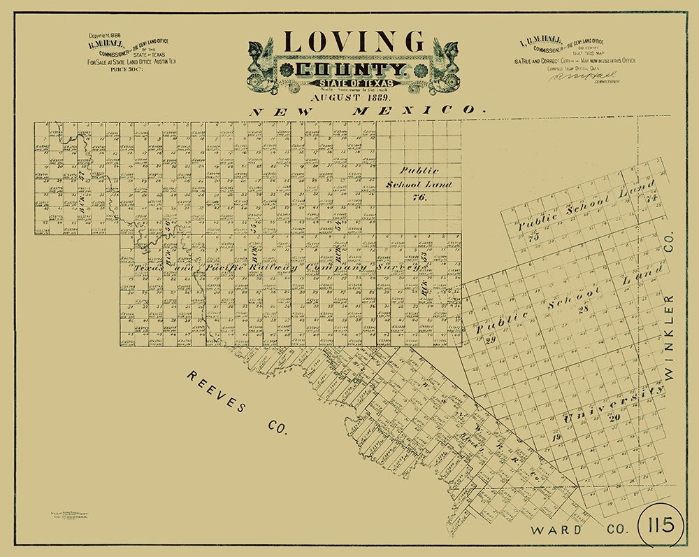 Loving County Texas - Hall 1889  art print by Hall for $57.95 CAD
