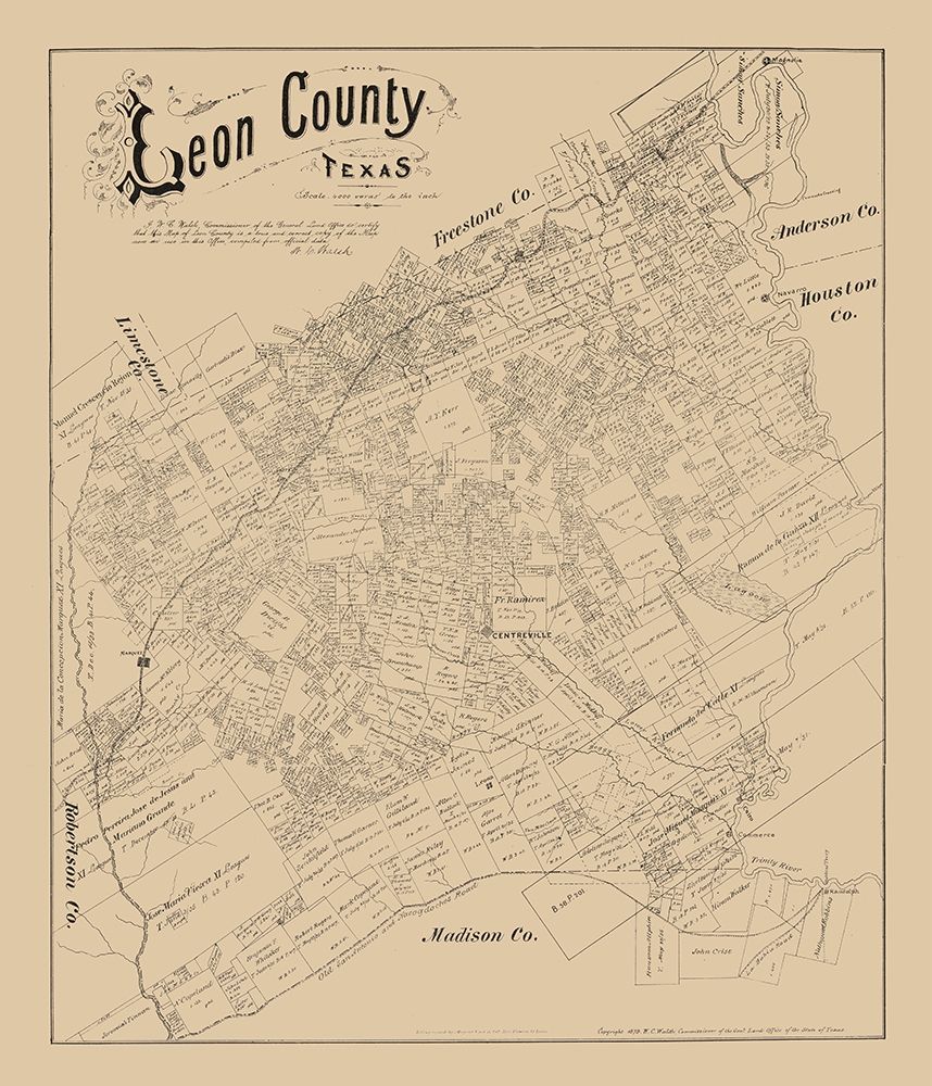 Leon County Texas - Walsh 1879  art print by Walsh for $57.95 CAD